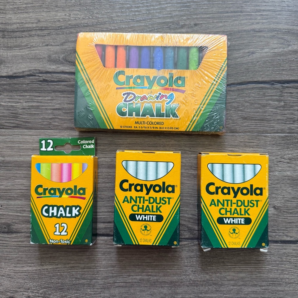 Vintage 1988 Crayola Anti Dust Chalk White & Color Bundle of 4 New Binney Smith